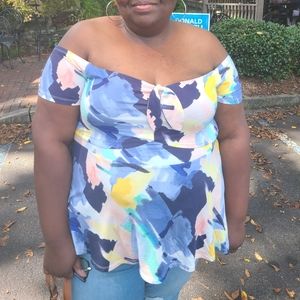 Torrid off-shoulder knit floral top